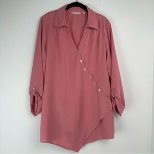 Soft Surroundings Wrap Top Size XL Pink Asymmetrical Lagenlook Boho‎ Minimalist